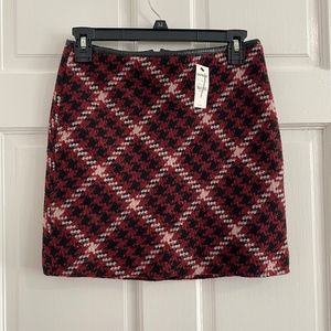 Express Red Houndstooth/Plaid Faux Leather Trim red Recycled Wool Blend size 2